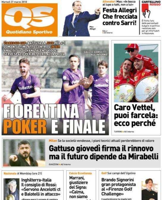 QS - Fiorentina, poker e finale: battuta la Juventus