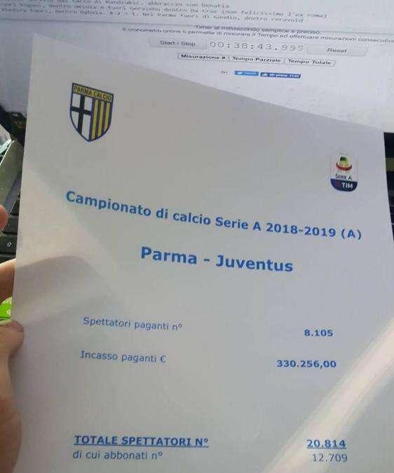LIVE TJ - I dati sulle presenze al Tardini: 4000 tifosi bianconeri nel Settore Ospiti