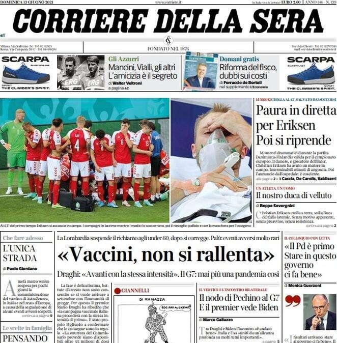 Corsera - Paura per Eriksen, poi si riprende 