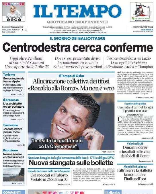 Il Tempo - Ronaldo, allucinazione collettiva 