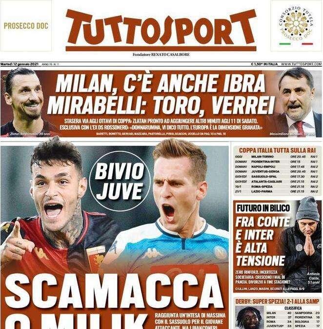 Tuttosport - Bivio Juve: Scamacca o Milik