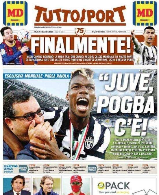 Tuttosport - Juve, Pogba c’è. Raiola: "A Manchester non è felice e lascerà lo United"