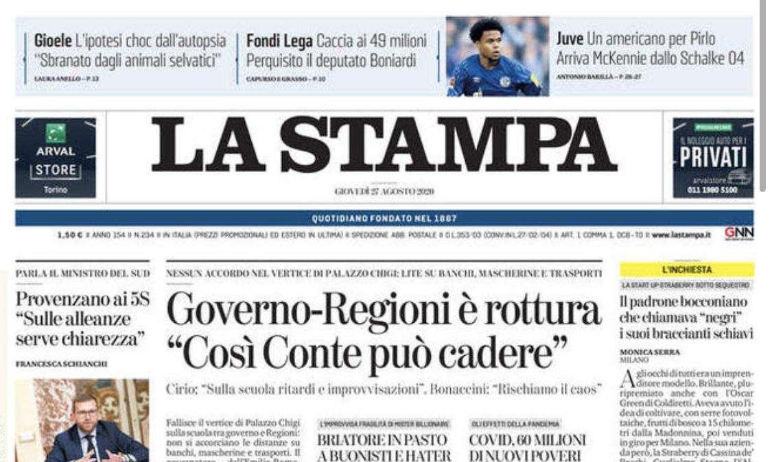 La Stampa - Un americano per Pirlo 