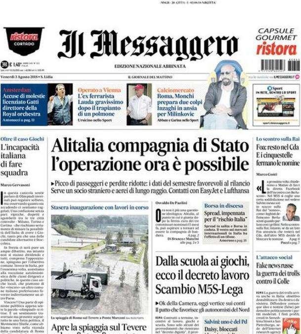 Il Messaggero - Lazio in ansia per Milinkovic 