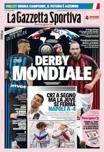 Gazzetta - CR7 a segno, ma la Juve si ferma. Napoli a -4