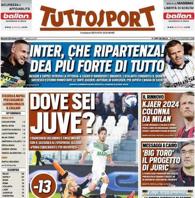 Tuttosport - Dove sei Juve?