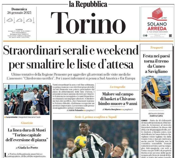 Repubblica Torino - Kolo Muani si prende la Juve ma il secondo tempo è fatale