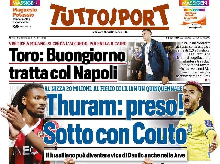 Tuttosport - Thuram preso, sotto con Couto