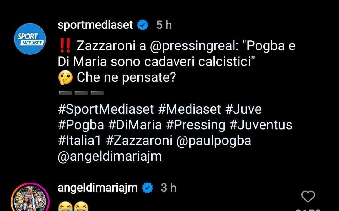 L'attacco di Zazzaroni: "Di Maria un cadavere calcistico". Il Fideo risponde con una risata