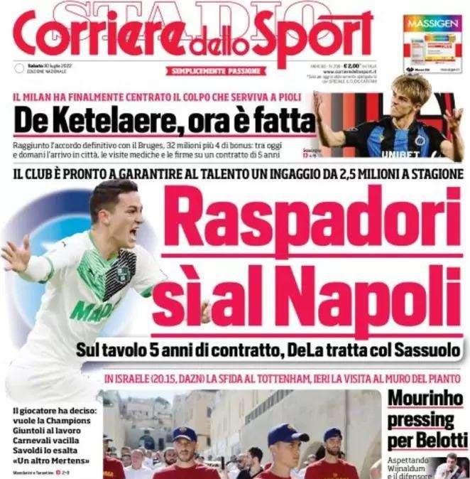 Corsport - Raspadori, si al Napoli 