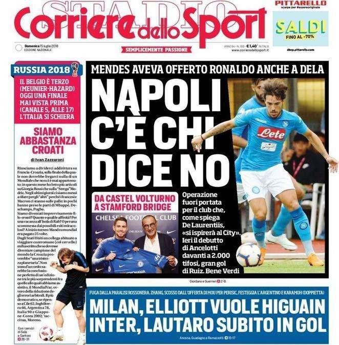 L'apertura del Corriere dello Sport: "Oggi una finale mai vista prima"