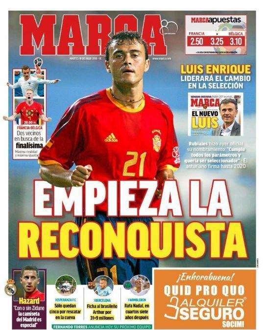Marca celebra il nuovo ct Luis Enrique: "Inizia la reconquista"
