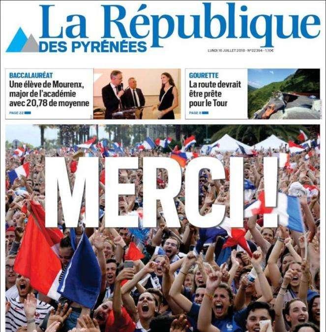 Francia campione, La République des Pyrenées: "Grazie!"