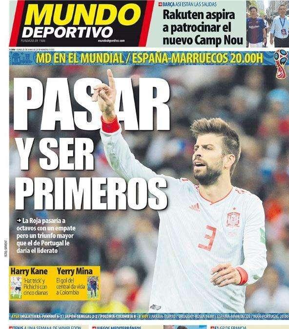 Spagna, Mundo Deportivo: "Passare ed essere primi"