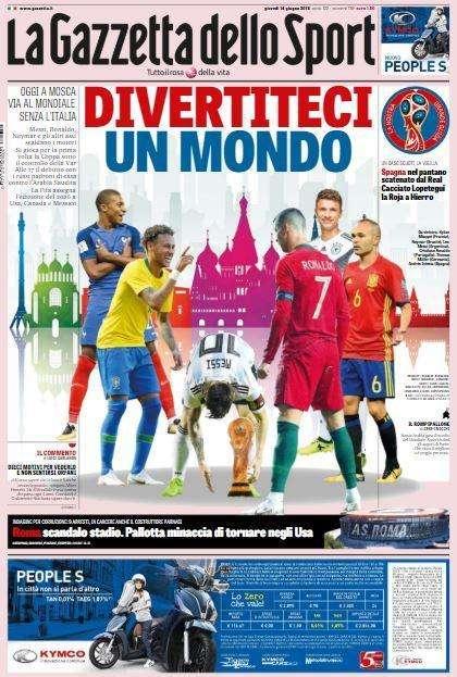 Mondiale, Gazzetta dello Sport: "Divertiteci un mondo"