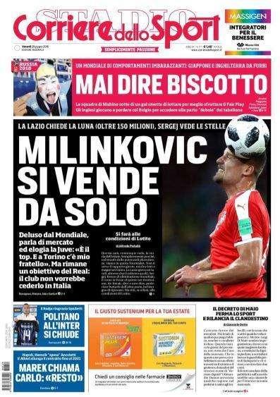 Corriere dello Sport in prima pagina: "Mai dire biscotto"