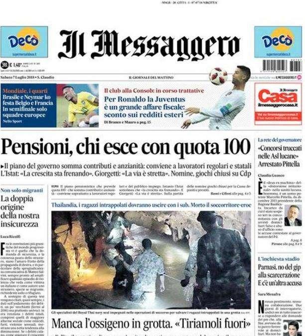 Il Messaggero: "Brasile e Neymar ko, festa Belgio e Francia. In semifinale solo squadre europee"