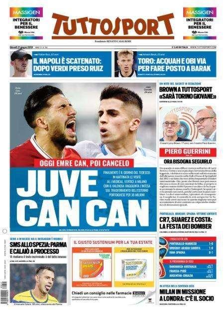 L'apertura di Tuttosport: "CR7, Suarez e Costa: la festa dei bomber"