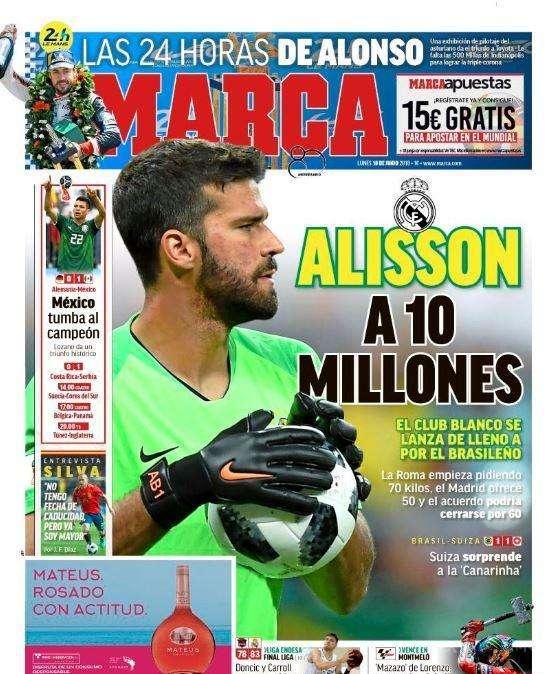 Brasile, l'apertura di Marca sul mercato del Real: "Alisson dista 10 milioni"