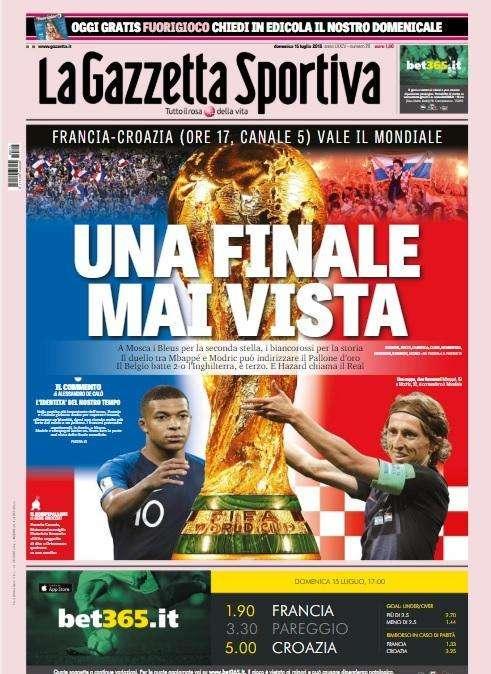 L'apertura della Gazzetta: "Una finale mai vista"