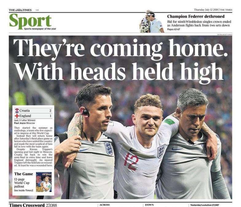 "Tornano a casa", The Times dopo il ko dell'Inghilterra: "Ma a testa alta"