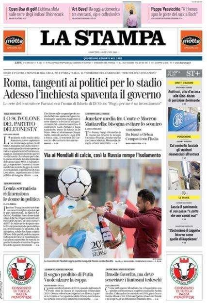 Mondiali, La Stampa: "Via ai Mondiali, così la Russia rompe l'isolamento"