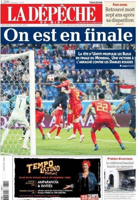 Francia, La Depeche de Midi esulta: "Siamo in finale!"