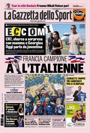 Gazzetta dello Sport: "Francia campione del mondo... A l'italienne"
