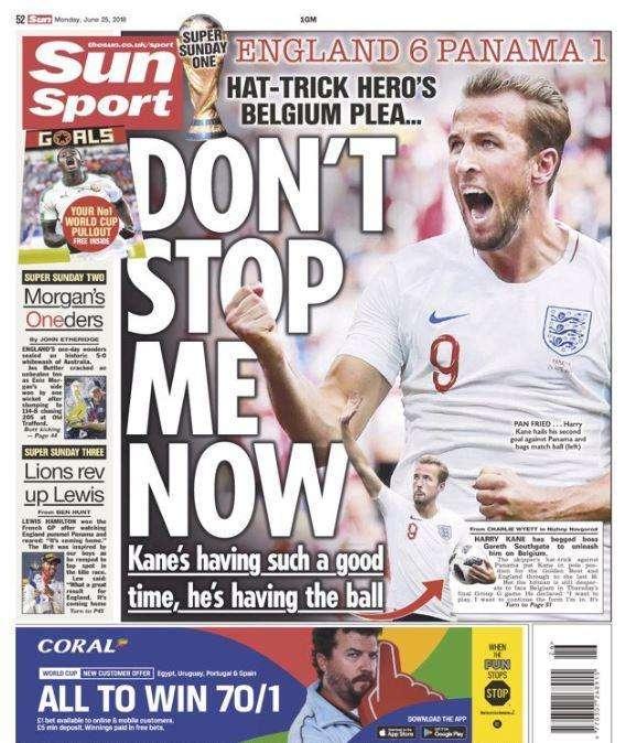 Inghilterra, Sun: "Don't stop me now"