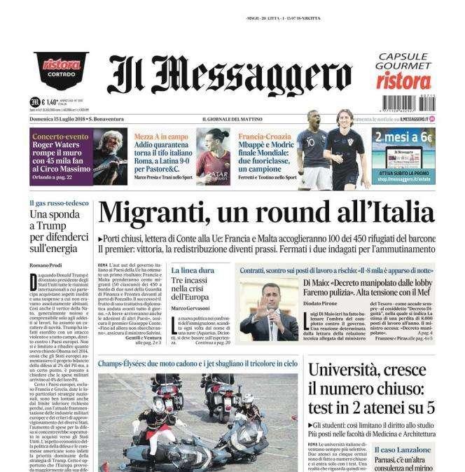 Francia-Croazia, Il Messaggero: "Mbappè & Modric, fuori il campione"