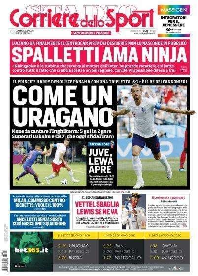 Inghilterra, Corriere dello Sport: "Come un uragano"