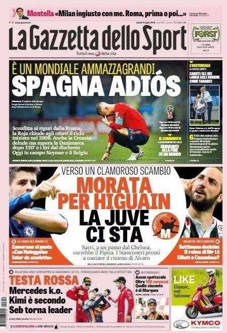 Gazzetta dello Sport: "Spagna adios"