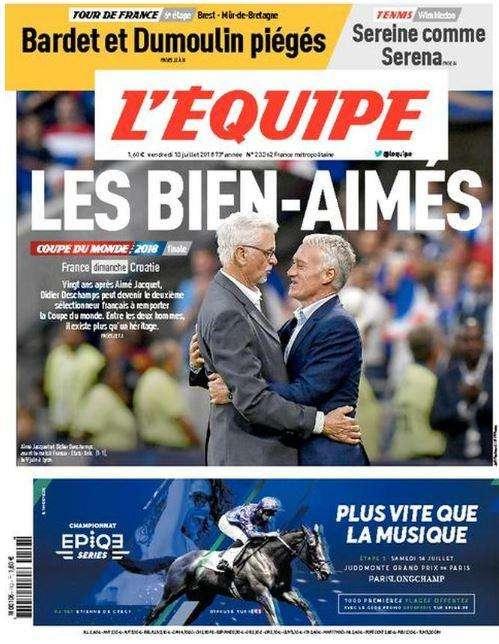 Francia, L'Equipe: "Les biens-aimés"