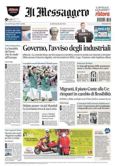 Il Messaggero titola: "La Germania ha trovato la sua Corea"