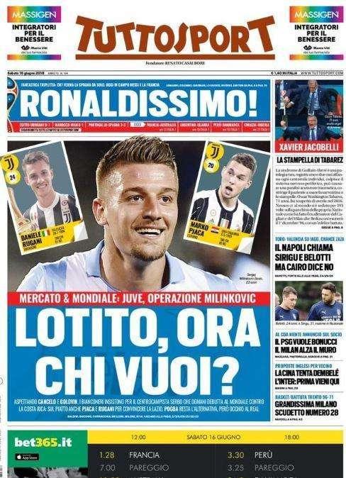 L'apertura di Tuttosport sul Mondiale: "Ronaldissimo"