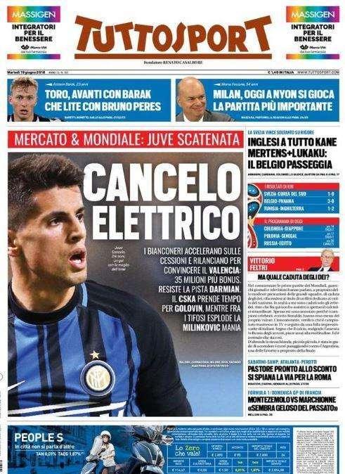 L'apertura di Tuttosport: "Inglesi a tutto Kane, il Belgio passeggia"