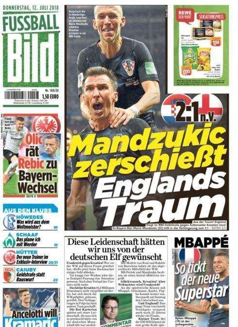 Bild in prima pagina: "Mandzukic frantuma i sogni dell'Inghilterra"