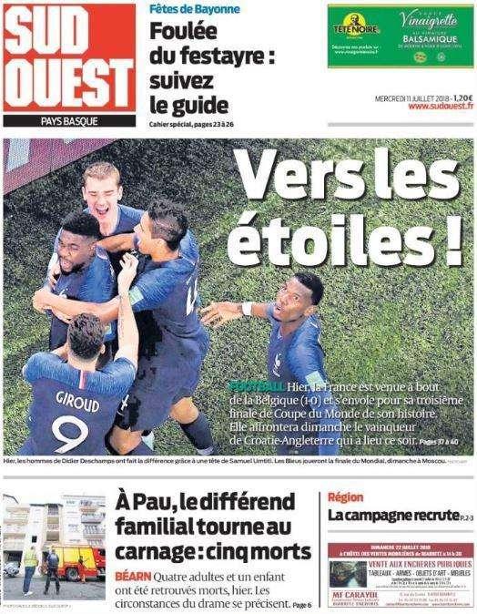 Francia in finale, Sud Ouest titola: "Verso le stelle"