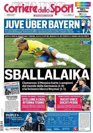 L'apertura del Corriere dello Sport sul crollo del Brasile: "Sballalaika"
