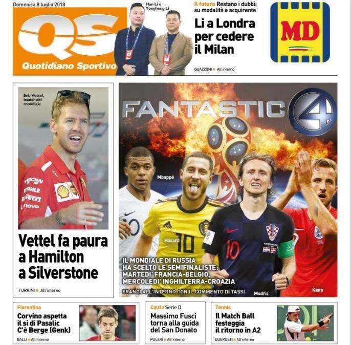 il QS titola: "I fantastici quattro"