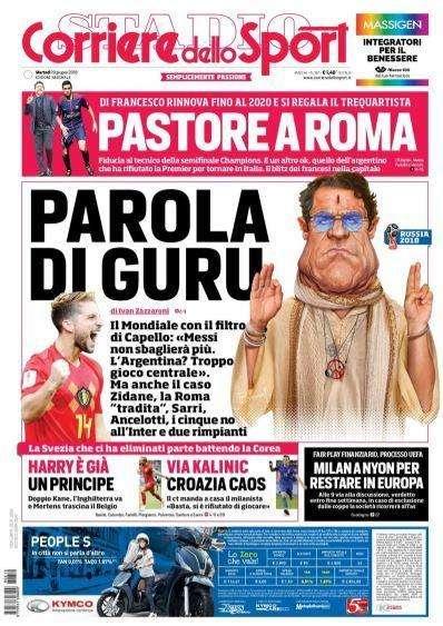 L'apertura del Corriere dello Sport: "Harry principe, caos Croazia"