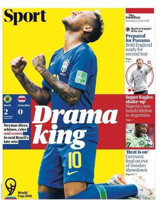 Brasile, il Guardian contro Neymar: "Re del dramma"