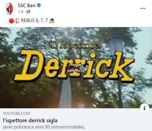Il Bari annuncia D'Errico, lo fa con un rebus 6, 7, 7. "L'ispettore Derrick"