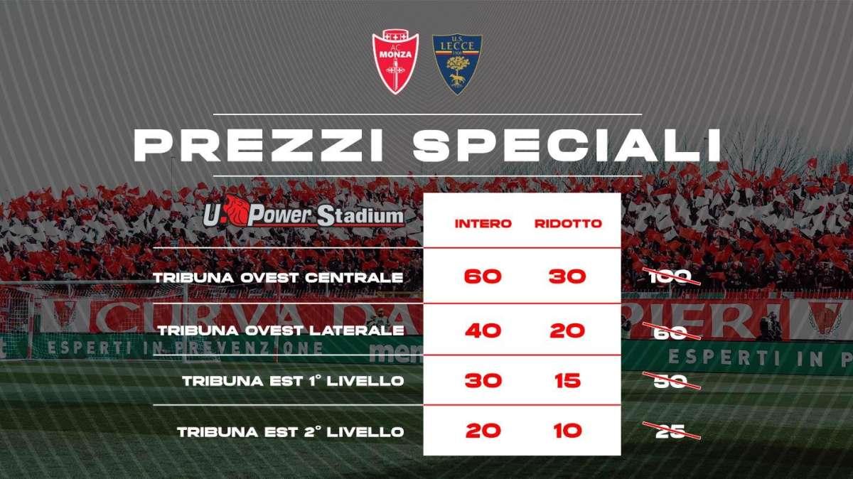 Lo stadio tutto biancorosso: prezzi speciali per Monza-Lecce