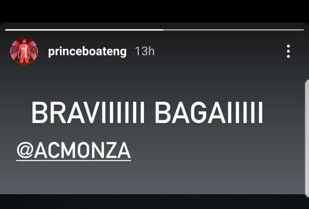Boateng e la storia instagram: "Braviiii Bagaiiii" e allega i suoi diamanti