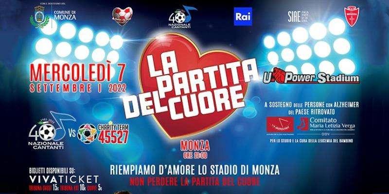 Il 7 settembre a Monza la Partita del Cuore