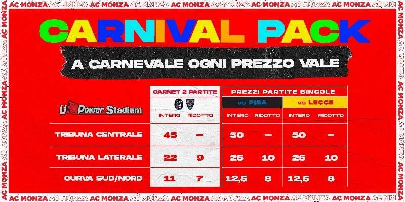 Arriva il Carnival Pack del Monza: biglietti a partire da 7 euro