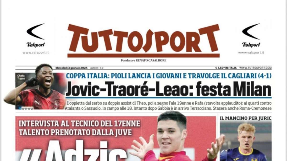 PRIMA PAGINA - Tuttosport: "Napoli: Mazzocchi c'è. Ora assalto a Dragusin" 