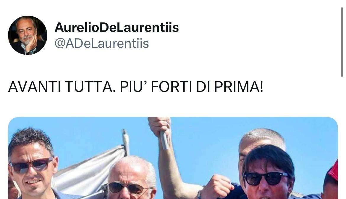 Il Napoli e Antonio Conte avanti insieme, arriva l’annuncio di ADL: "Avanti tutta!"