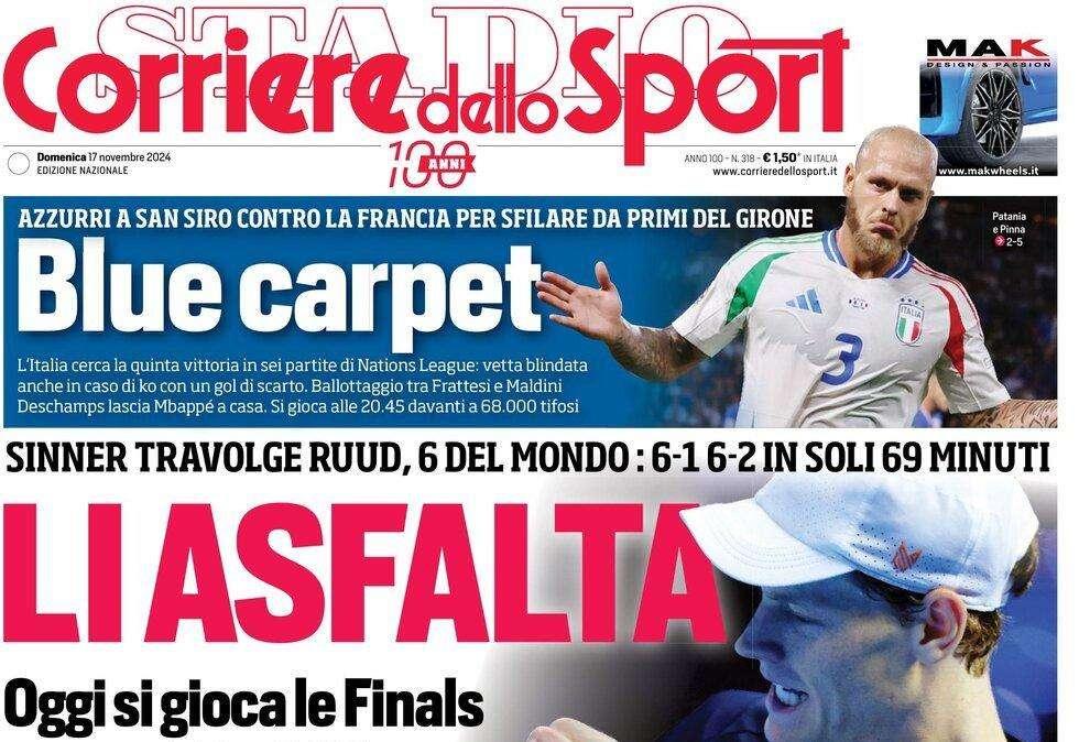 Corriere dello Sport verso Italia-Francia: "Blue carpet"